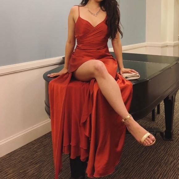 nicholas rust tie silk maxi